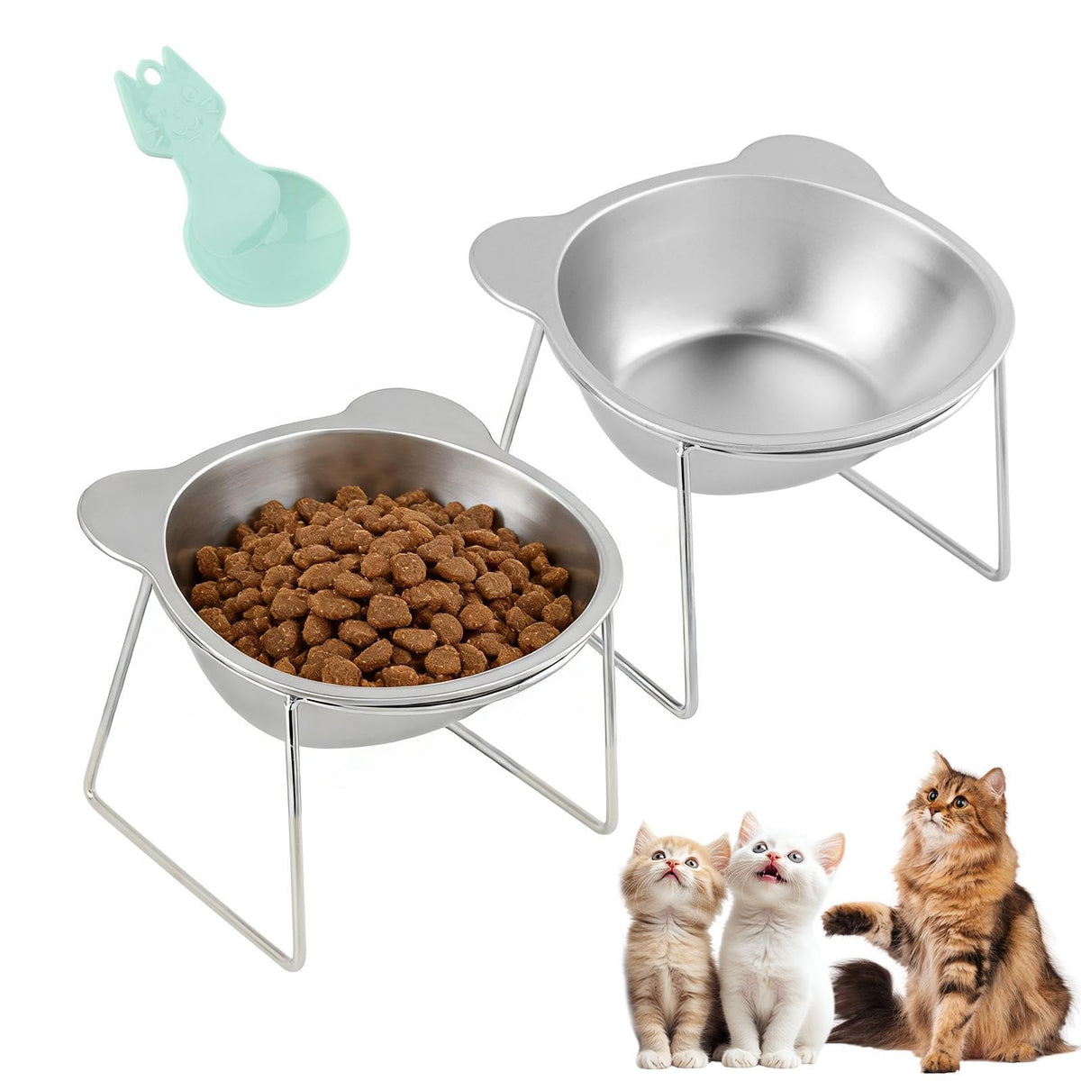 2 Pack Stainless Steel Elevated Cat Bowls T791684