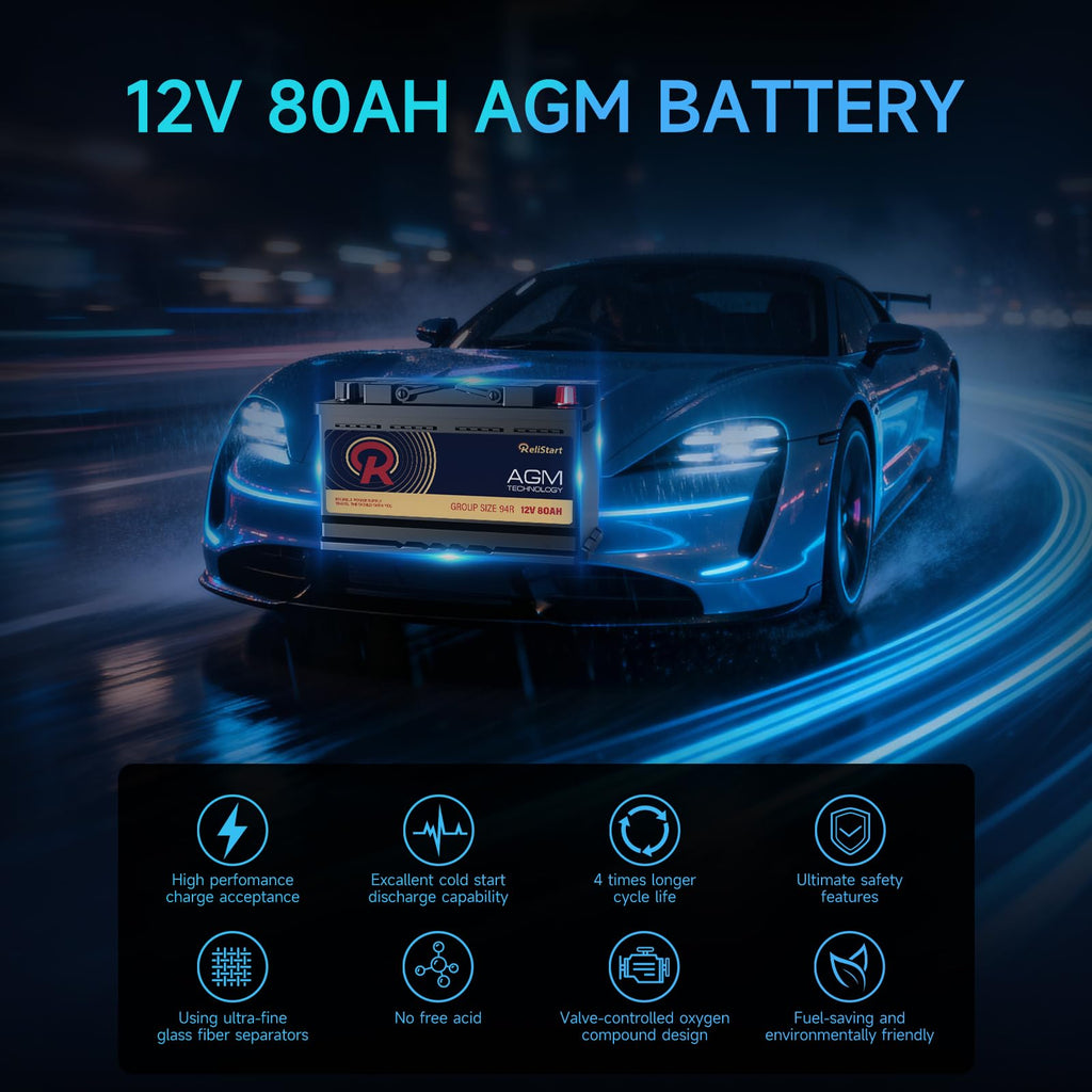 12V 80AH H7 Group 94R AGM Car Battery K355
