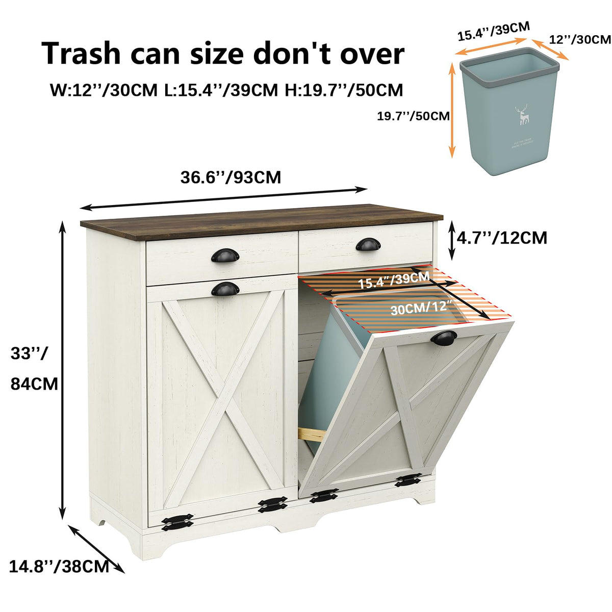 Antique White Double Tilt Out Trash Can Cabinet B2772