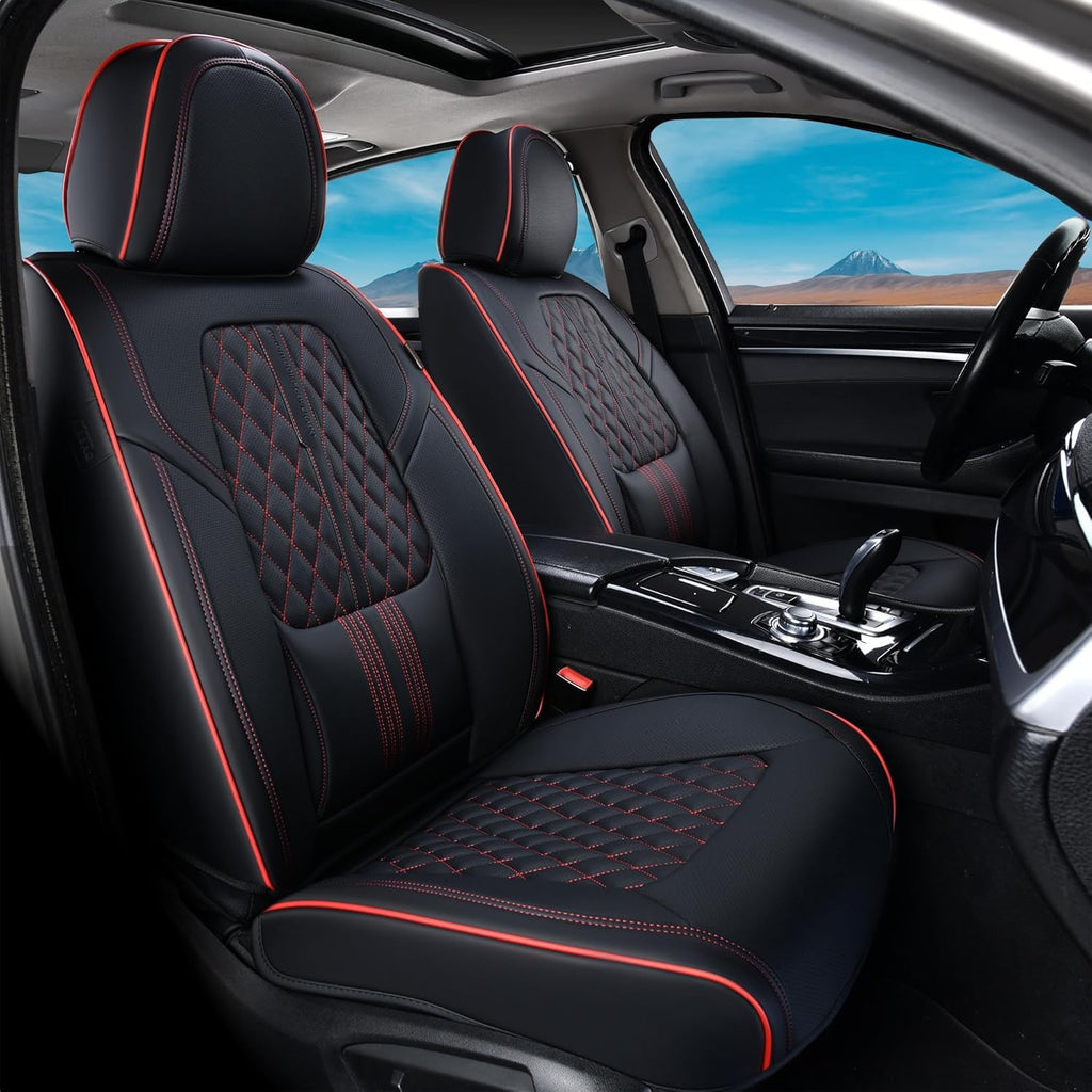 Black Nappa Leather Car Seat Covers Full Set J914923