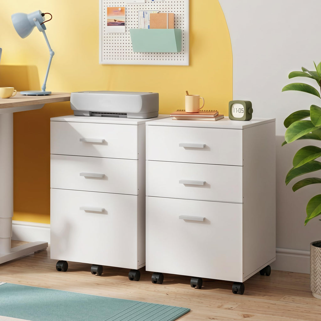 3 Drawer White Wood File Cabinet L6571