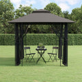 Steel Gazebo with Mesh Sidewalls Double-Tiered Roof N861355