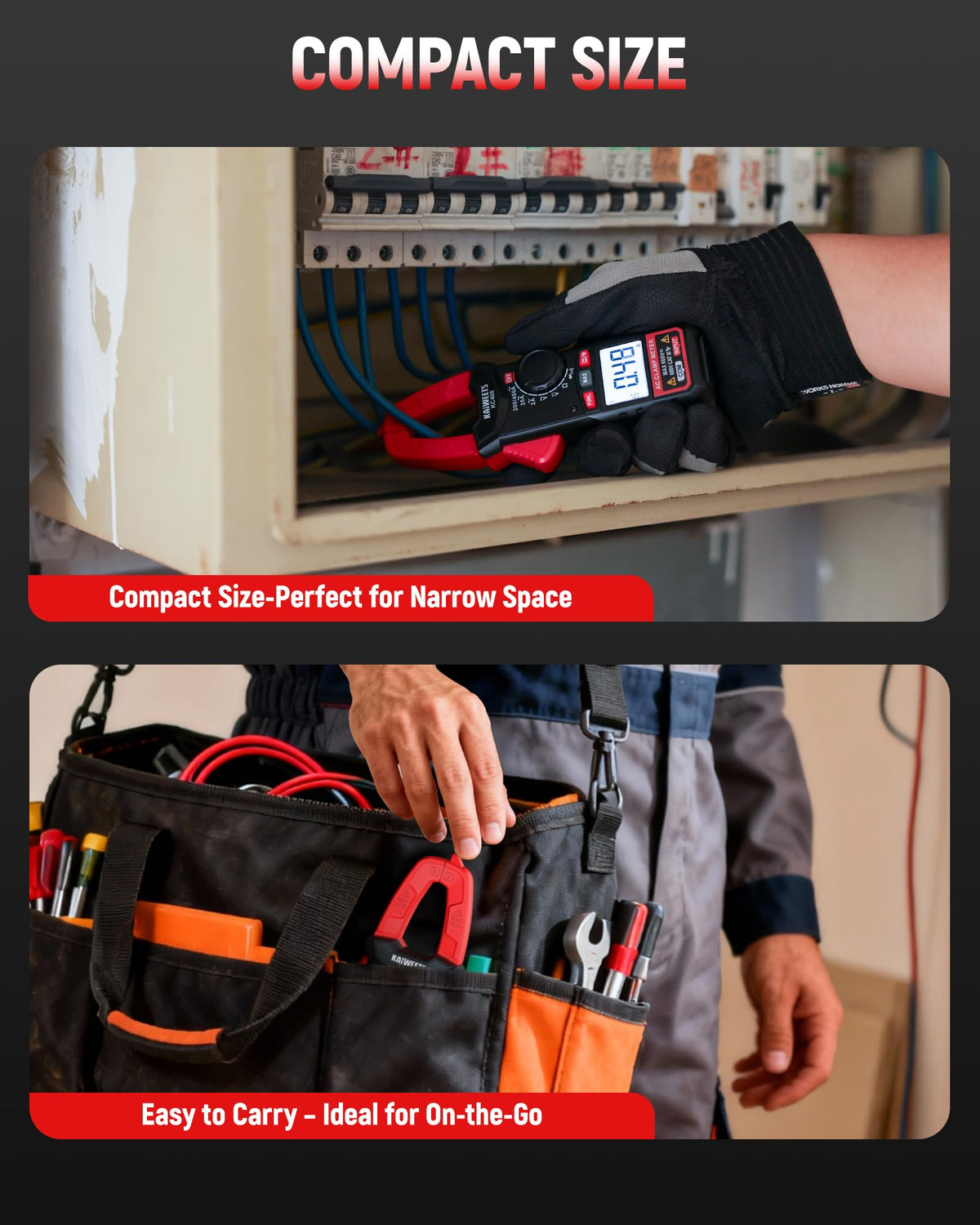 Digital Clamp Meter, 2000 Counts, 400A AC Current, 600V AC/DC, Auto Ranging H4334
