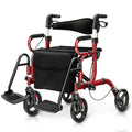 2 in 1 Folding Rollator Walker with Seat and 8" Wheels P448