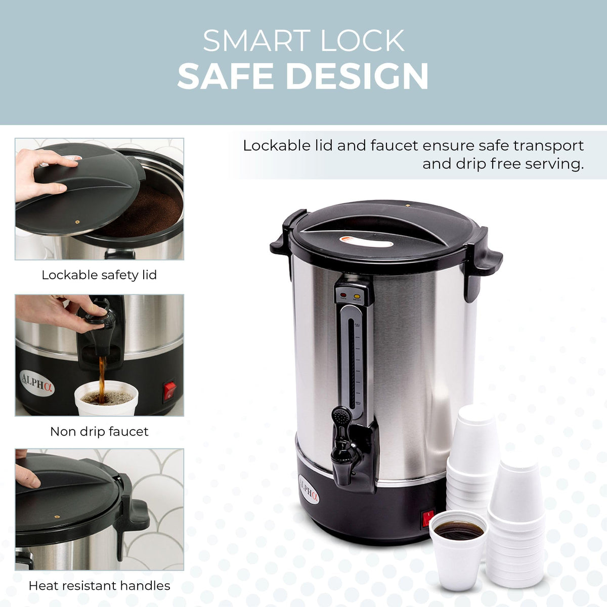 100 Cups Stainless Steel Electric Coffee Urn S343