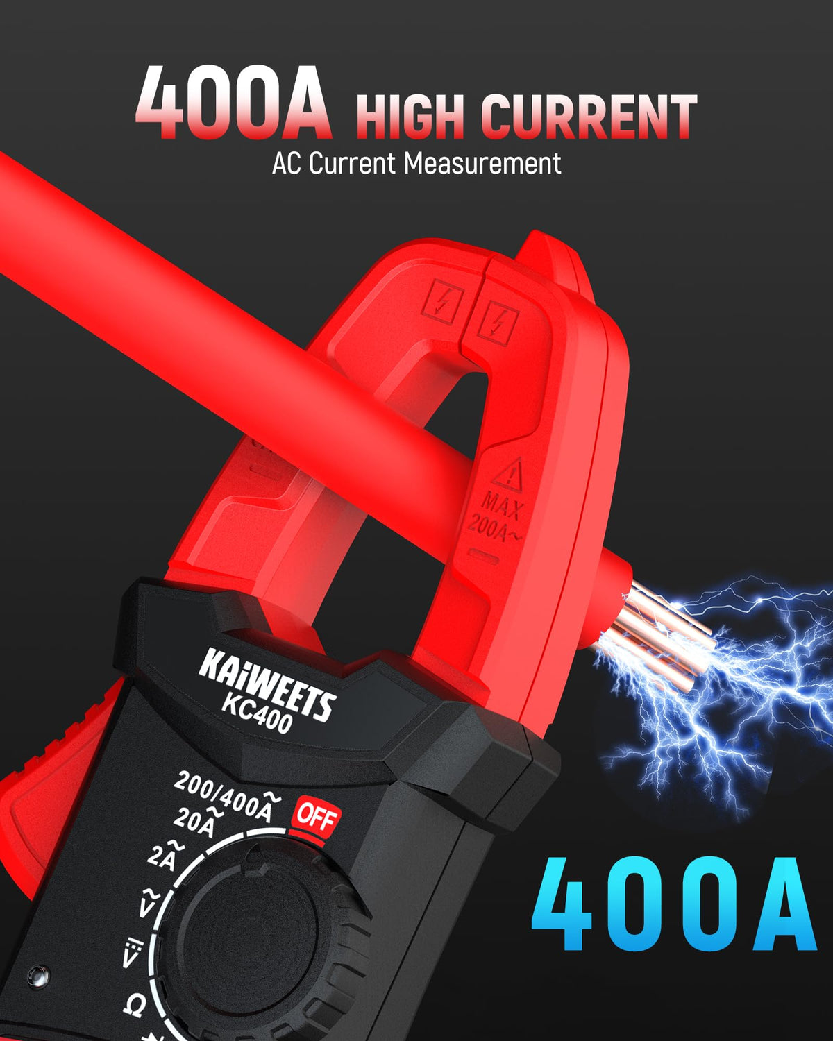Digital Clamp Meter, 2000 Counts, 400A AC Current, 600V AC/DC, Auto Ranging H4334