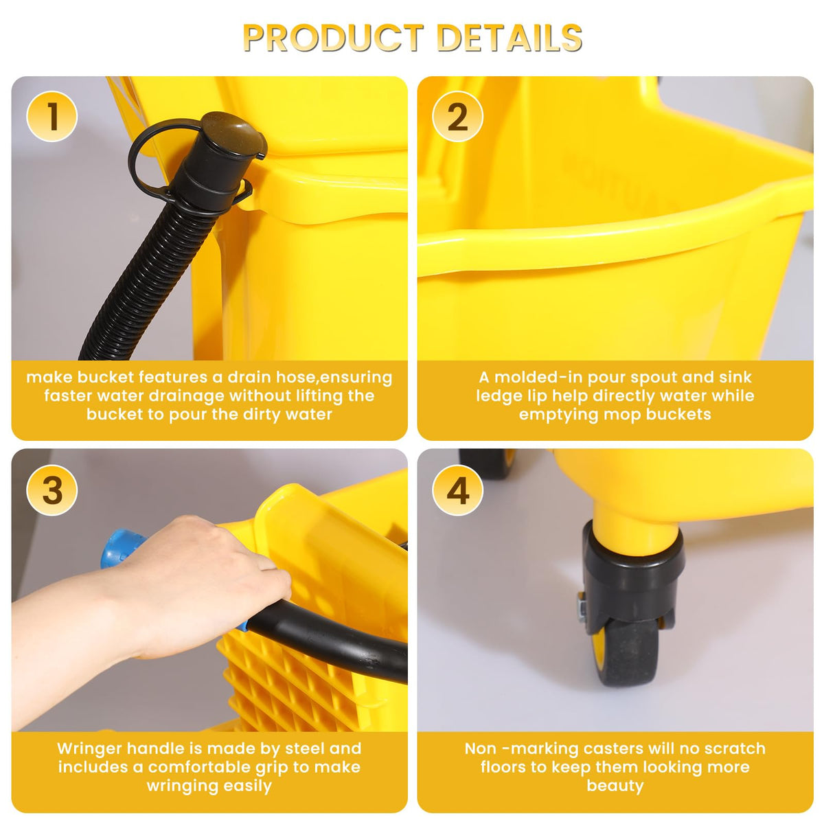 35-Qt Mop Bucket with Wringer & Drain Hose I873