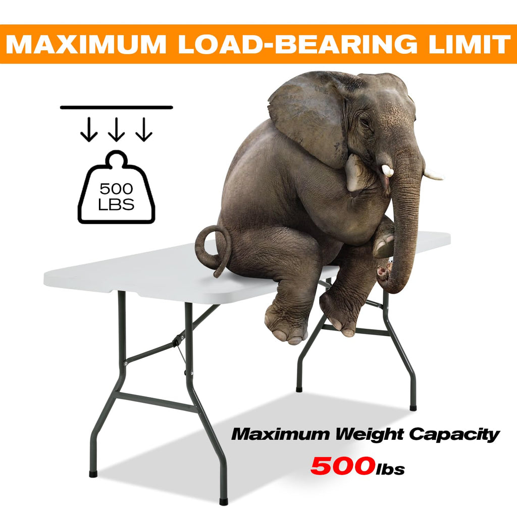 White 6 ft Folding Portable Table 500 lbs Capacity N357357