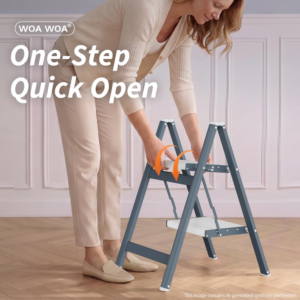 2 Step Ladder, 300lbs Load, 17'' Top Step, Stormy Blue P6728