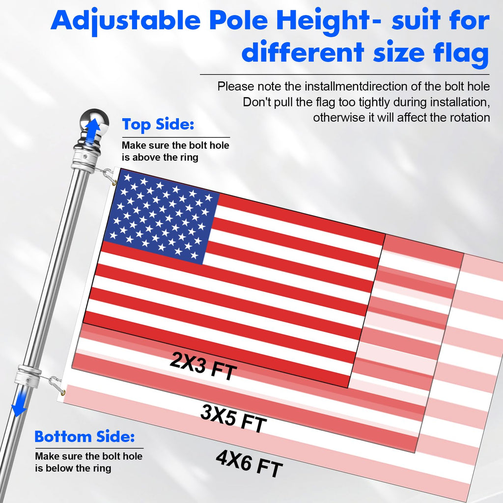 Stainless Steel 6 FT Flag Pole Kit T7453