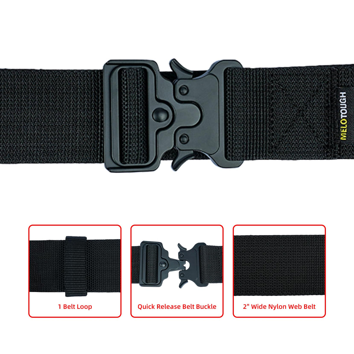 2" Nylon Web Work Tool Belt with Quick Release Metal Buckle K7190