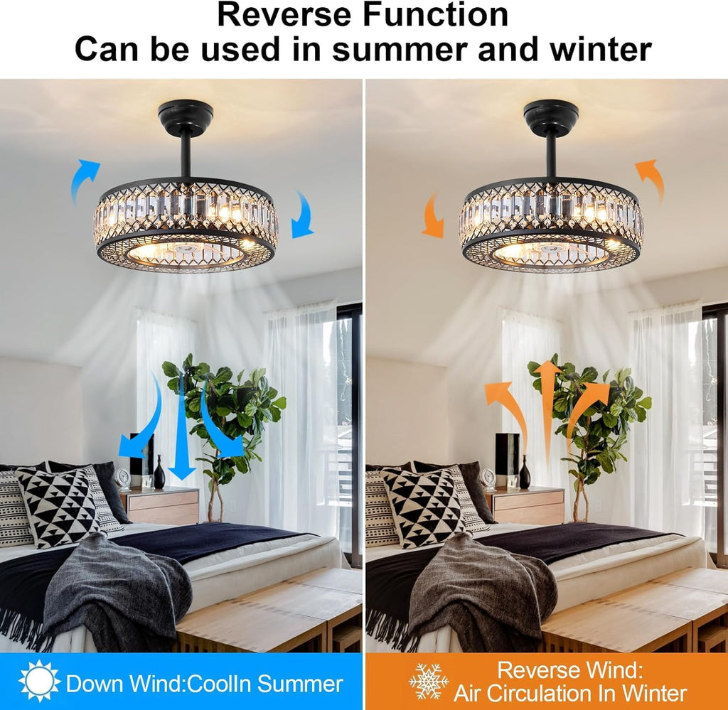 20" Black Crystal Ceiling Fan with Lights O35123