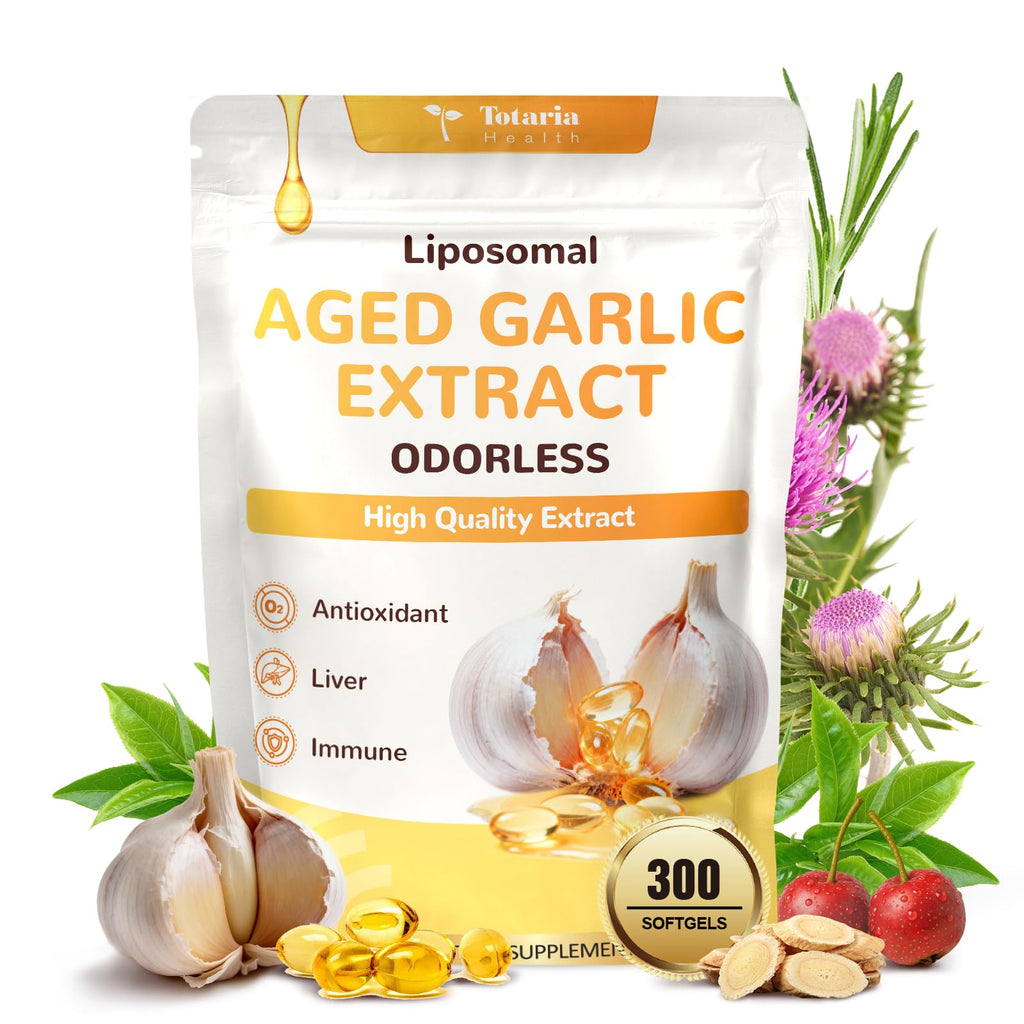 Odorless Aged Garlic Extract Capsules with Magnesium, Zinc, Vitamin B, 300 Softgels O514