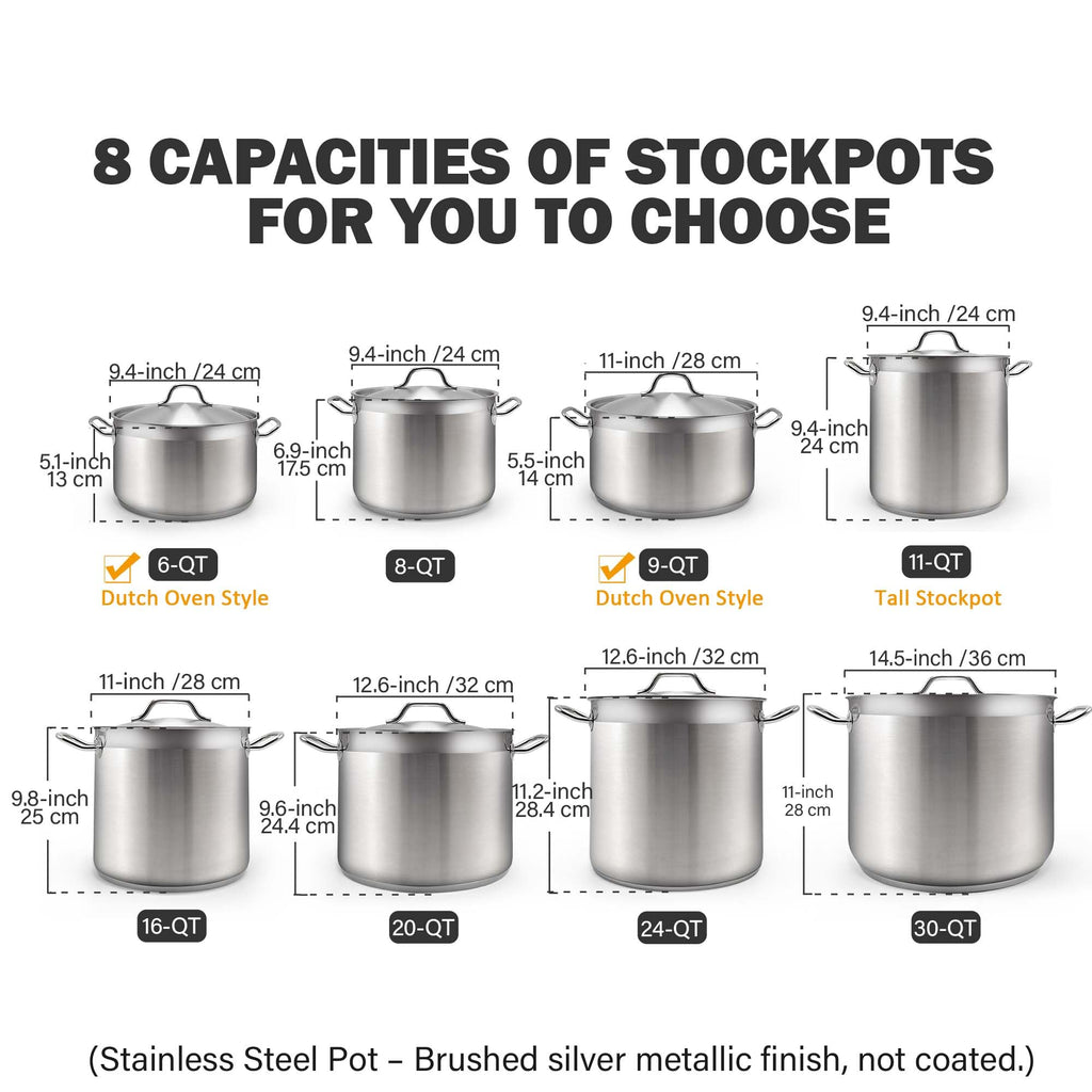 9 Quart Stainless Steel Stock Pot W2833
