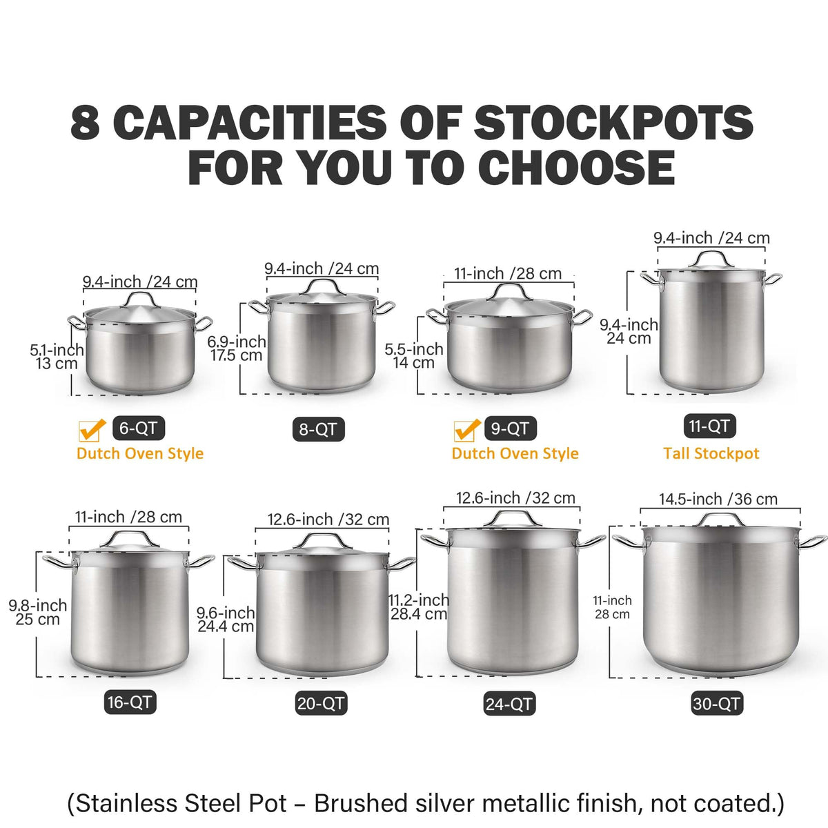 9 Quart Stainless Steel Stock Pot W2833