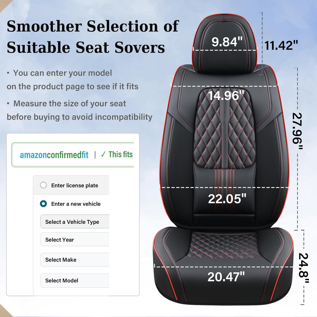 Black Nappa Leather Car Seat Covers Full Set J914923
