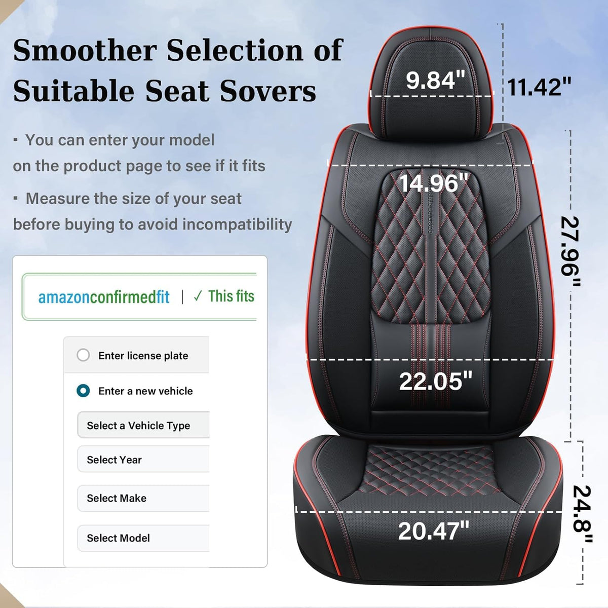 Black Nappa Leather Car Seat Covers Full Set J914923