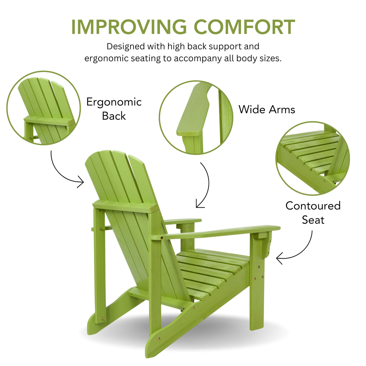 Lime Green Wooden Adirondack Chair D5886
