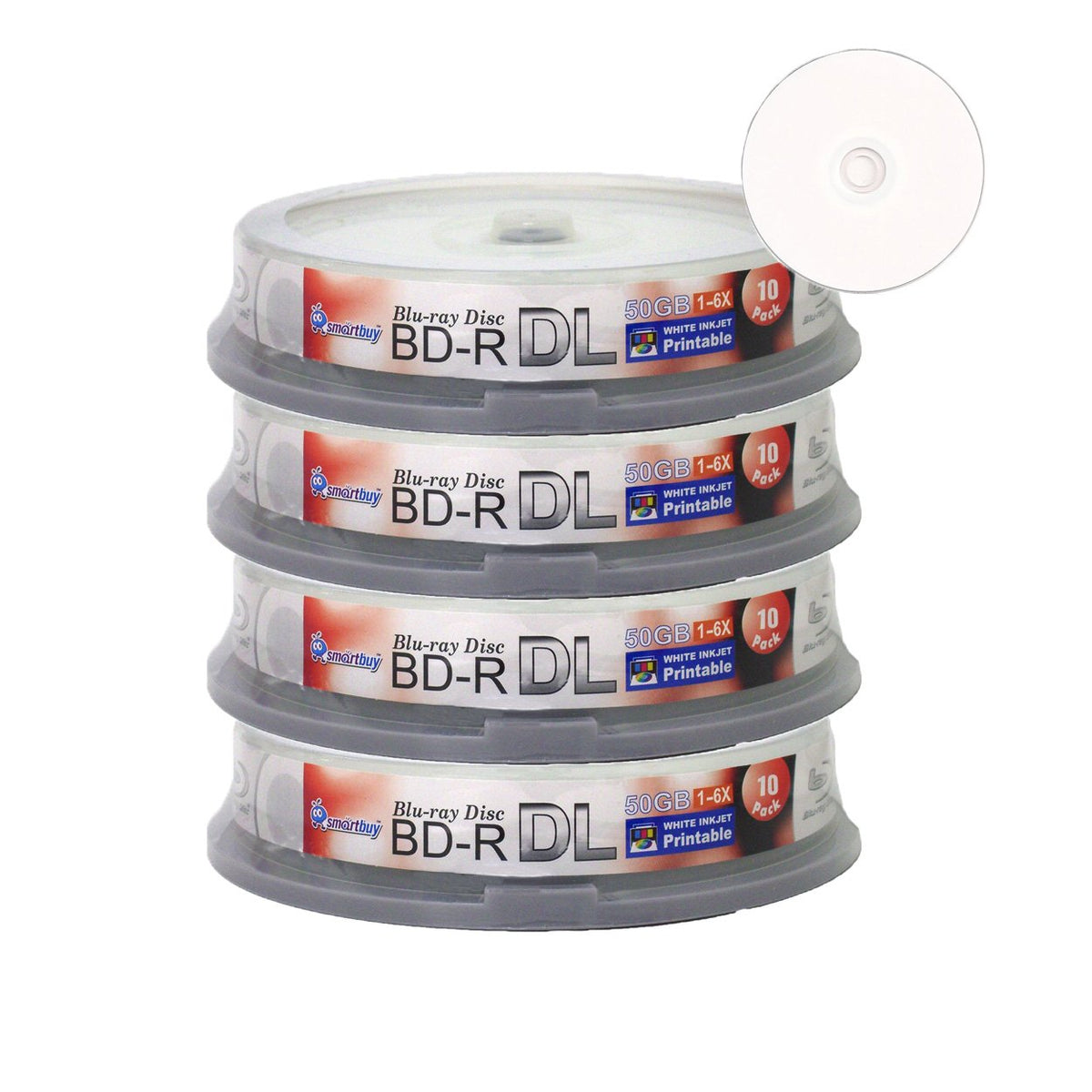 40-disc 50gb 6X Bd-r Dl White Inkjet Hub Printable Blank Disc V262