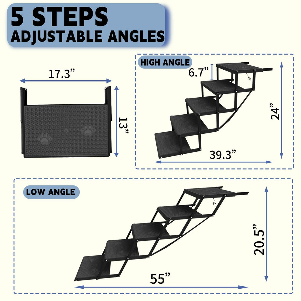 5-Step Foldable Non-Slip Plastic Dog Steps W445