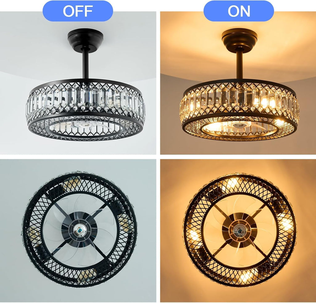20" Black Crystal Ceiling Fan with Lights O35123