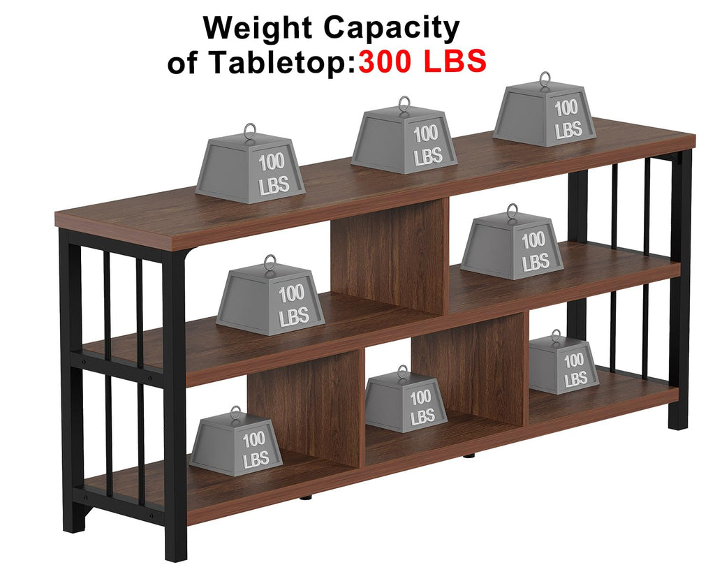 63” Long Low Open Wood Bookshelf L4862