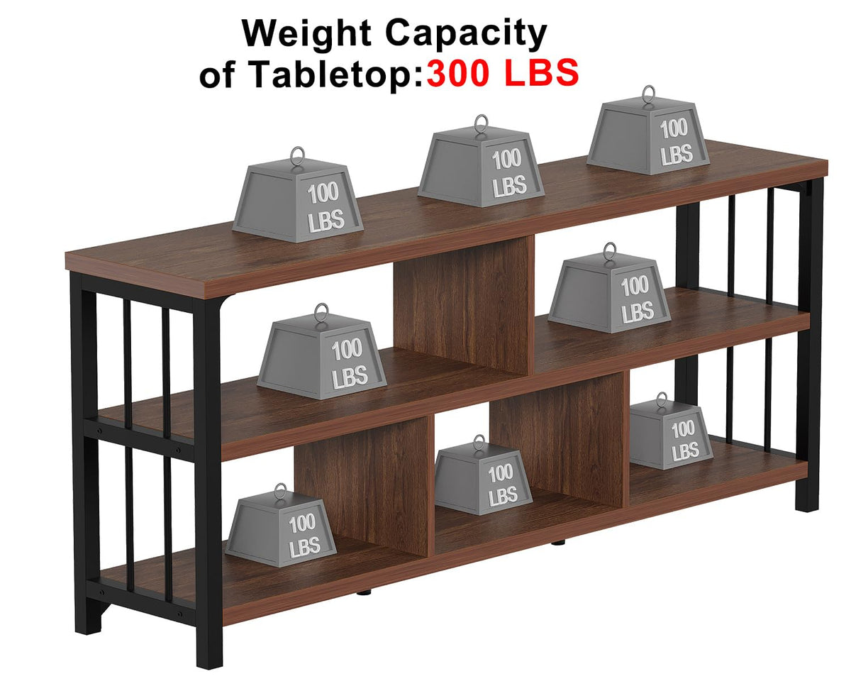 63” Long Low Open Wood Bookshelf L4862