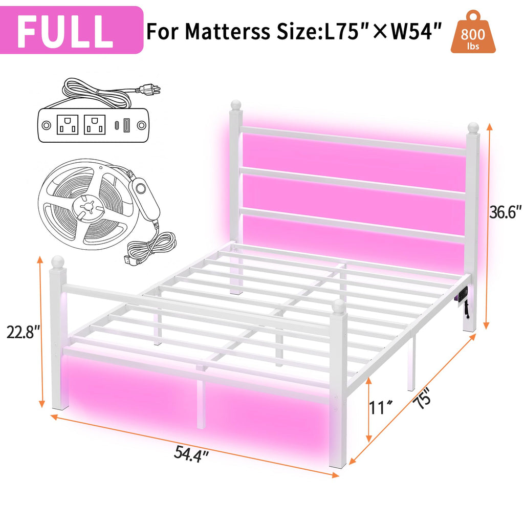 White Full Size Bed Frame with Headboard and Footboard G788