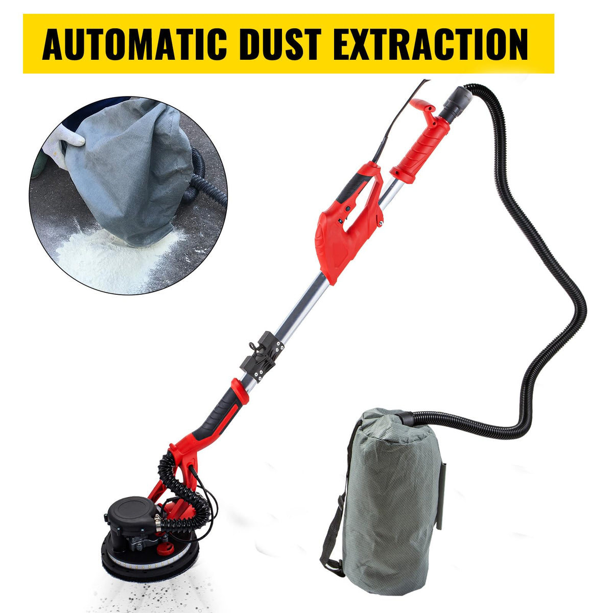 850W Variable Speed Electric Drywall Sander with Vacuum Bag H3729