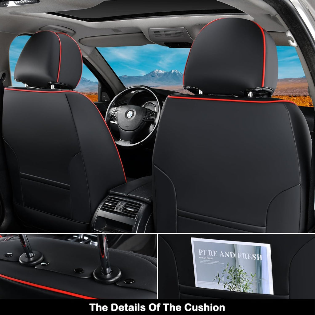 Black Nappa Leather Car Seat Covers Full Set J914923