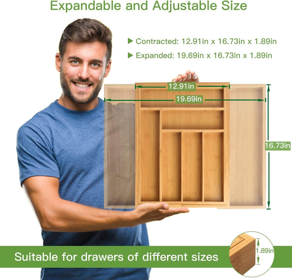 Bamboo Expandable Silverware Drawer Organizer G838438