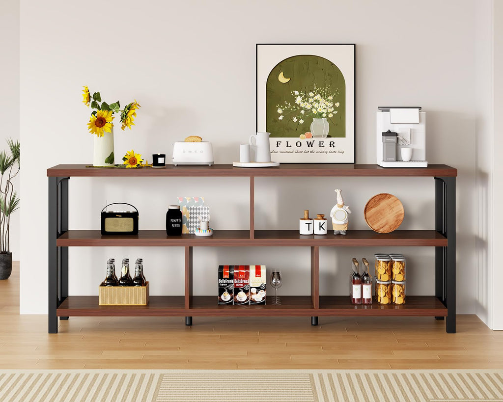 63” Long Low Open Wood Bookshelf L4862