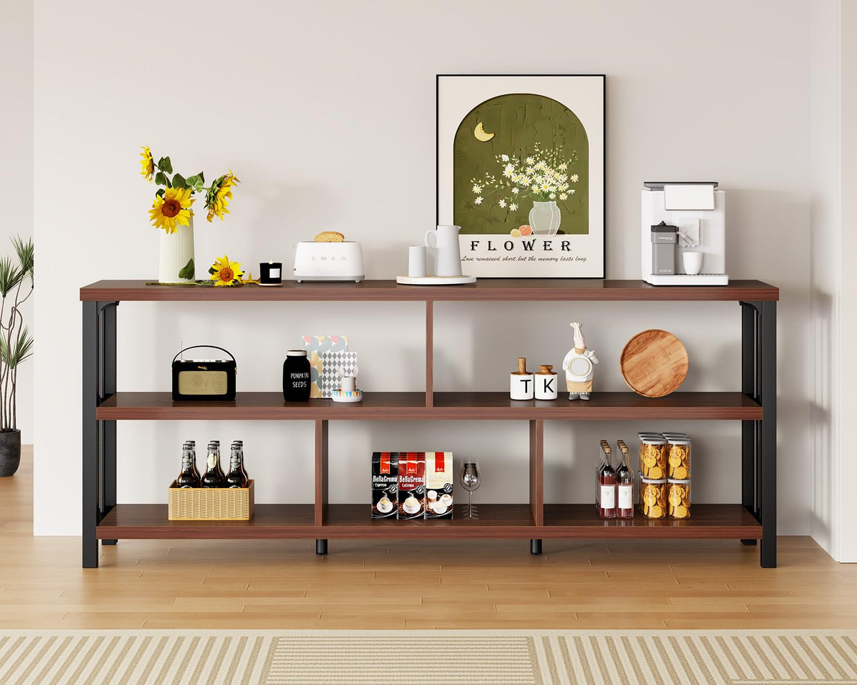 63” Long Low Open Wood Bookshelf L4862