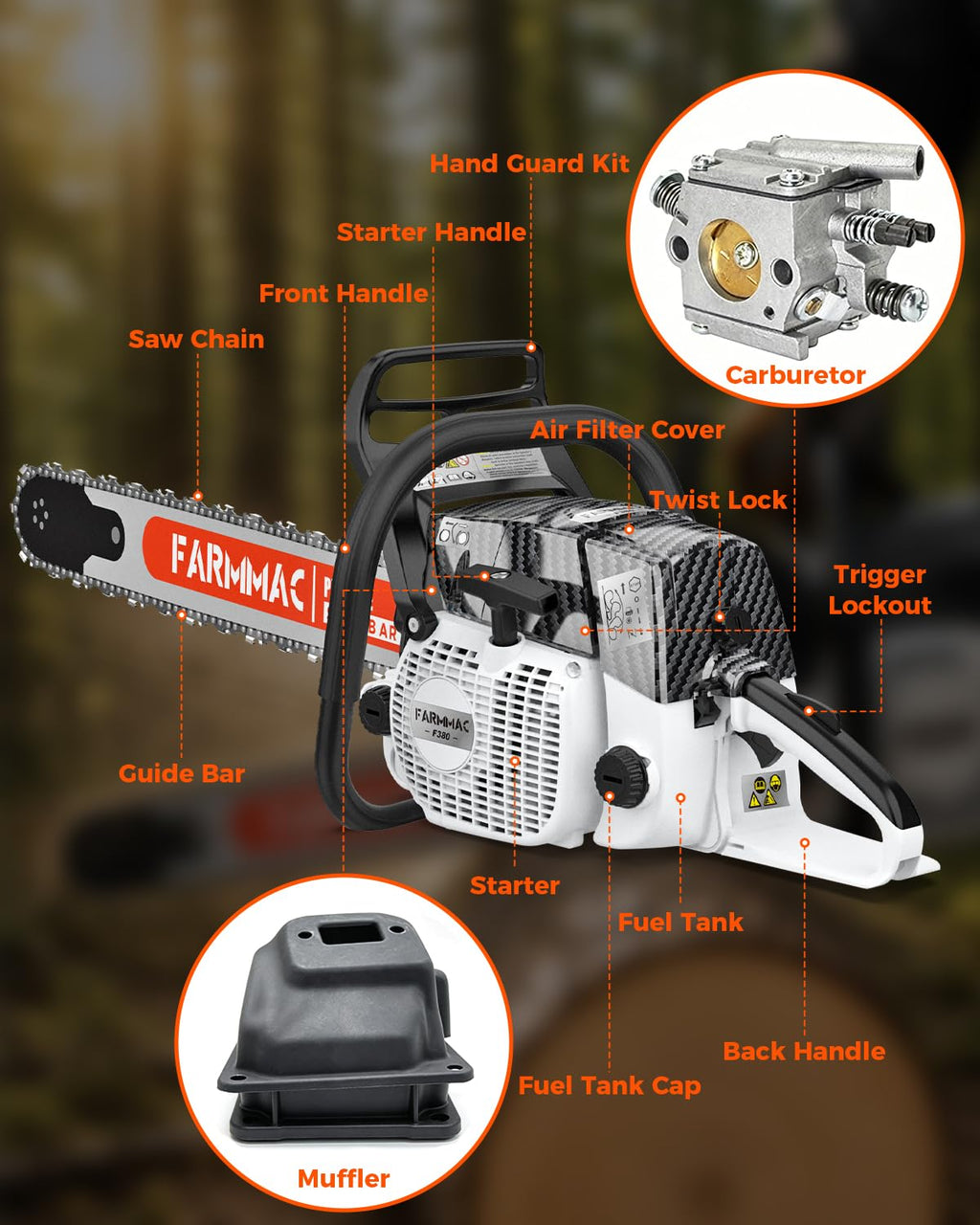 72cc 2-Cycle Gas Chainsaw with 24 Inch Bar X935321