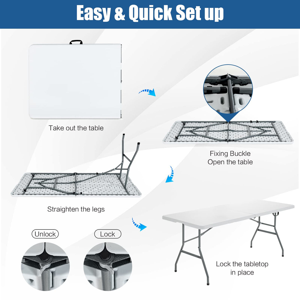 6ft White Folding Table U82725
