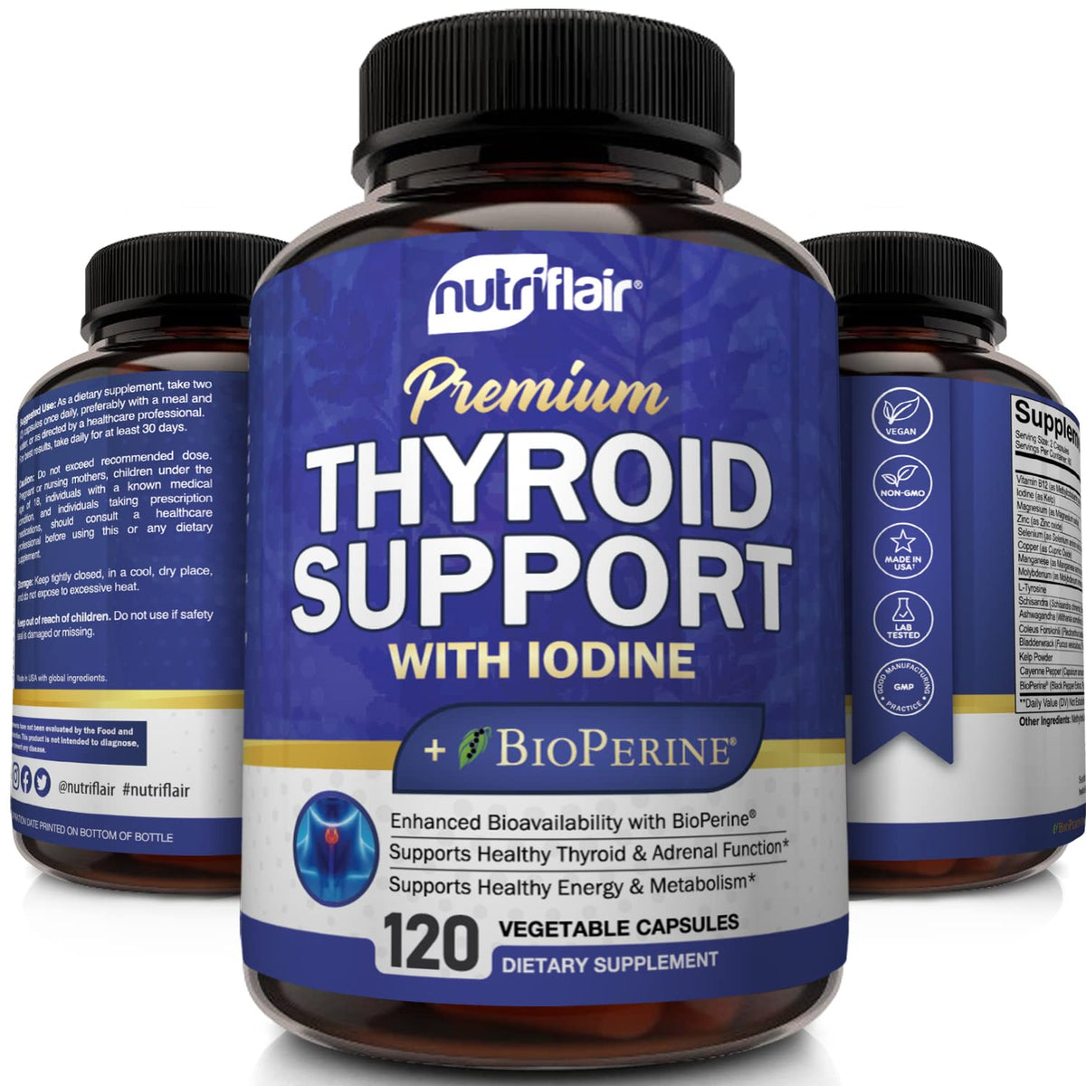 Thyroid Support Complex with Iodine, B12 & Ashwagandha, 120 Caps V784