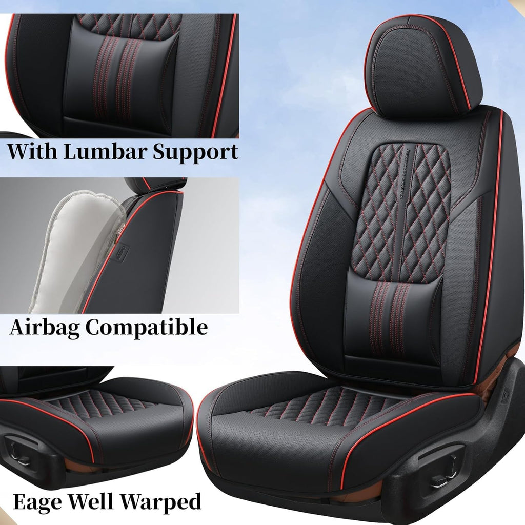 Black Nappa Leather Car Seat Covers Full Set J914923