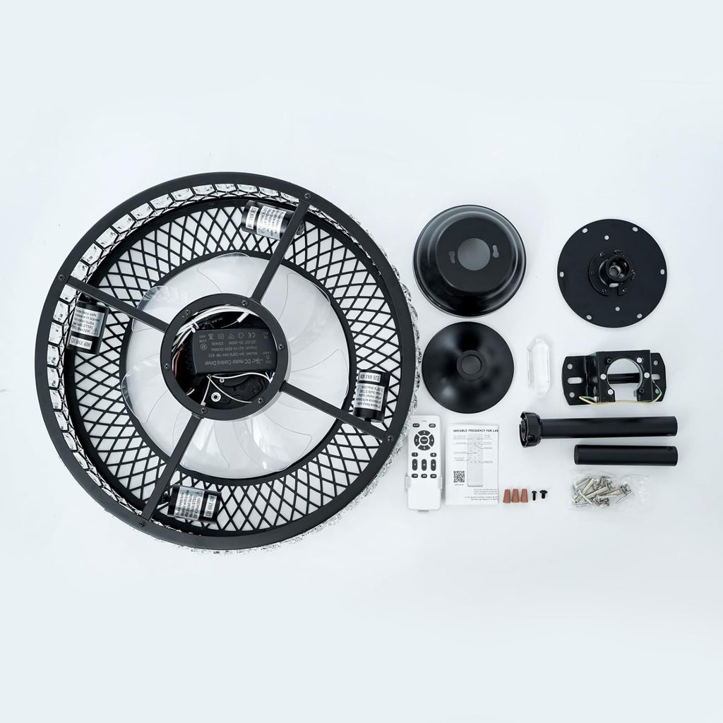 20" Black Crystal Ceiling Fan with Lights O35123