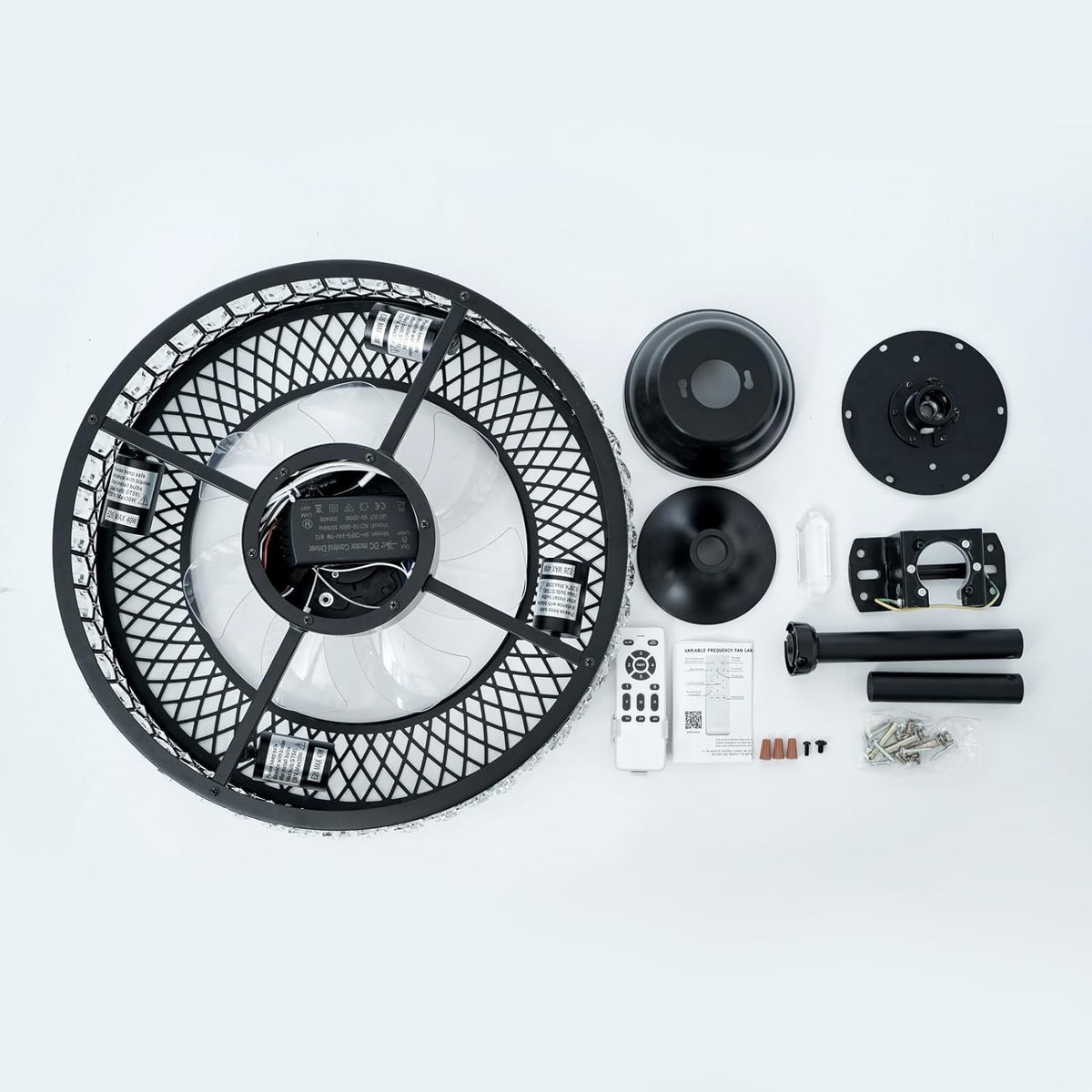 20" Black Crystal Ceiling Fan with Lights O35123