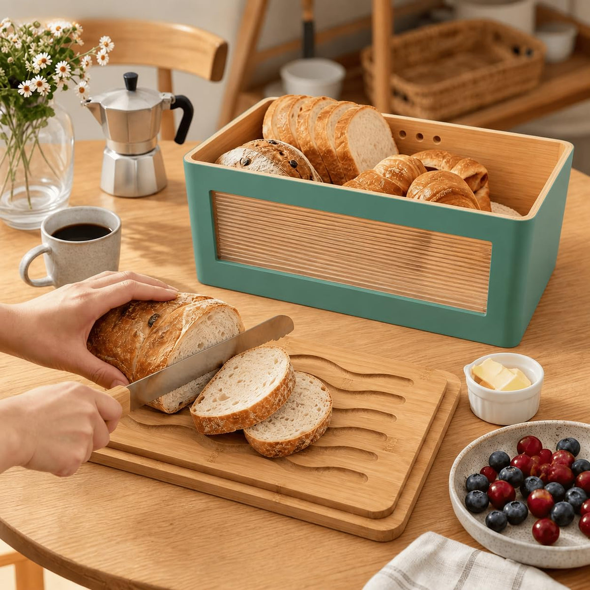 Wooden Bread Box with Cutting Board P486203