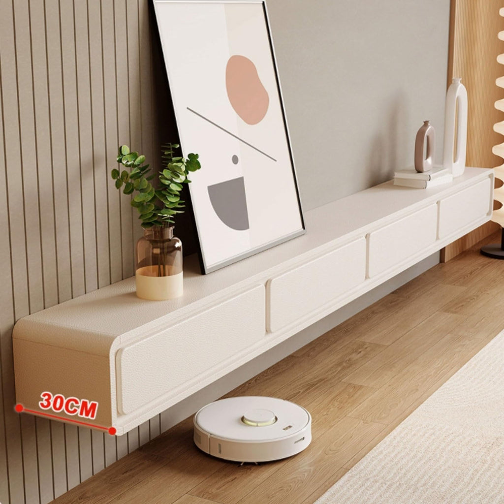 Cream White Floating TV Stand with Drawers V20008