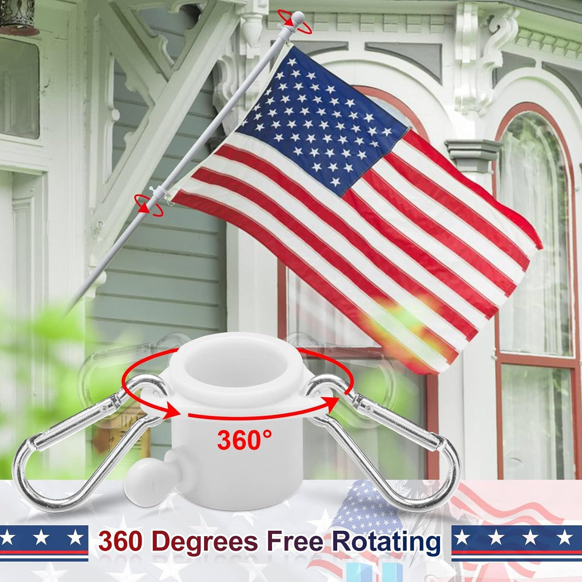 5ft Heavy Duty Tangle Free Flag Pole Kit with 3x5 Embroidered American Flag W522875