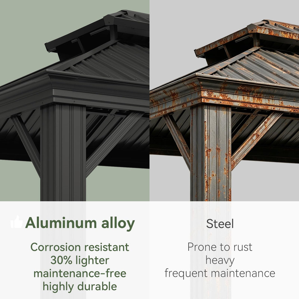 10x14 FT Hardtop Gazebo with Galvanized Steel Double Roof and Aluminum Frame Z656964