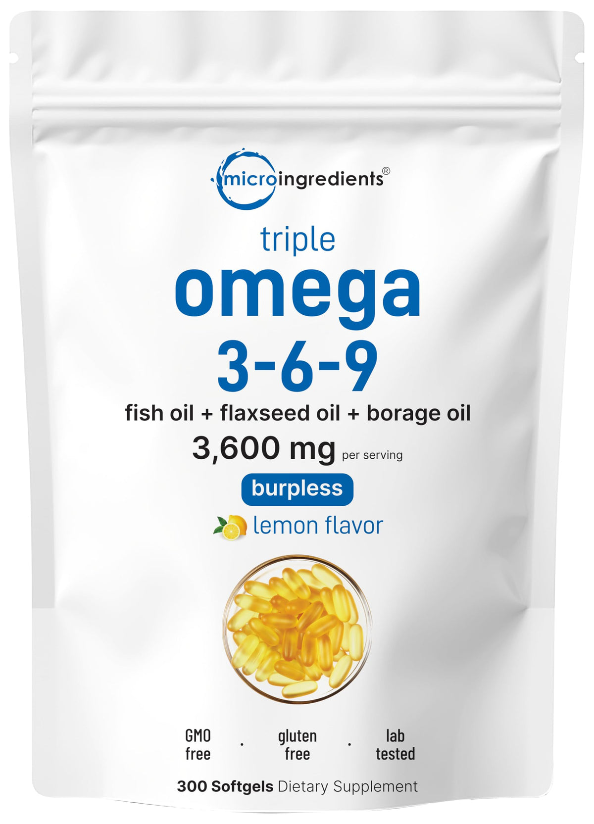 Omega 3-6-9 3600mg Lemon Flavor Softgels C685123
