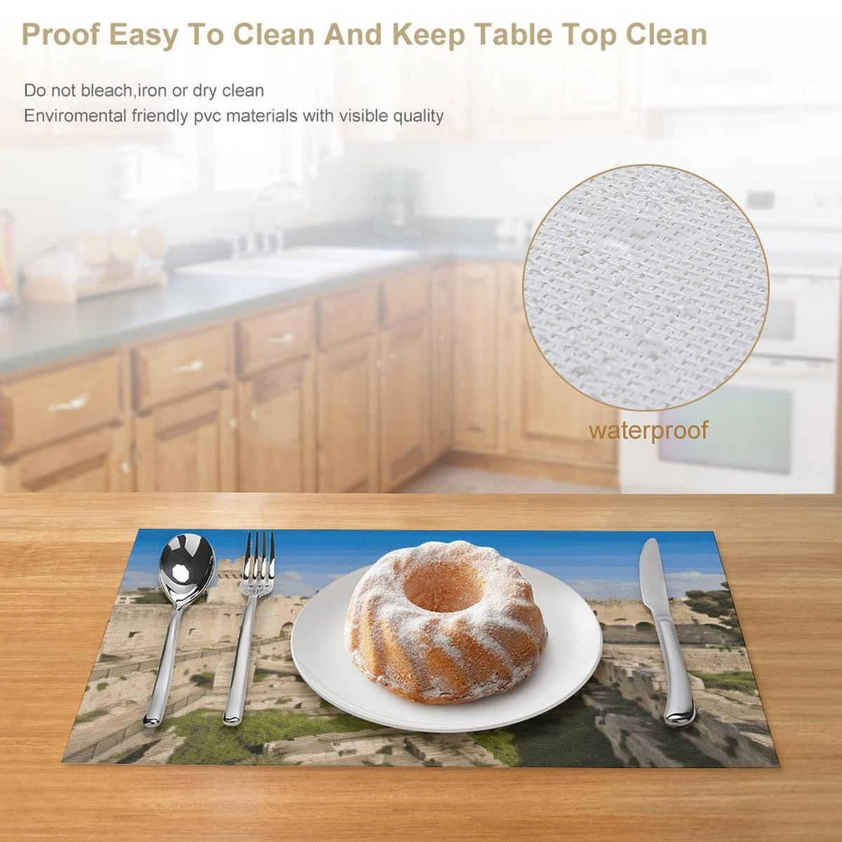 Washable Stain Resistant Placemats 4 PCS T64352