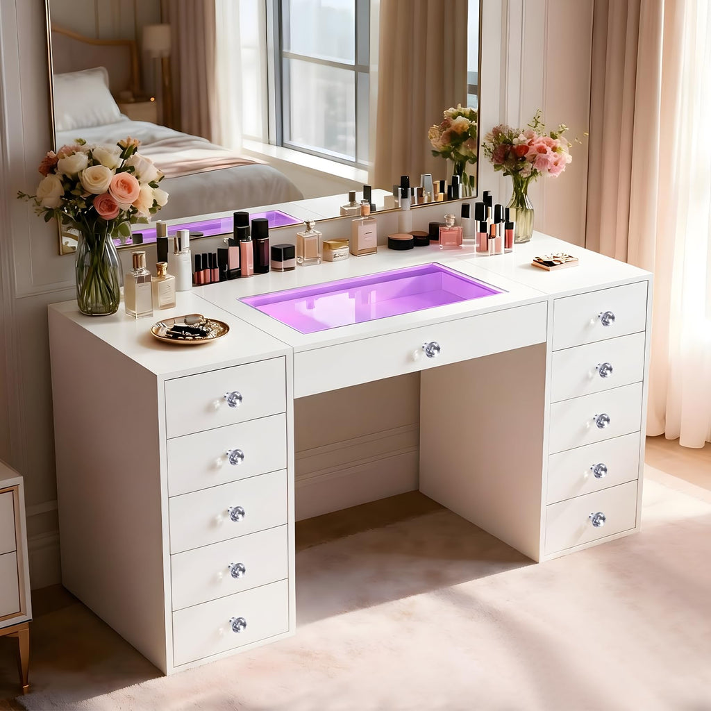 51'' 11 Drawer Vanity Makeup Desk R672702