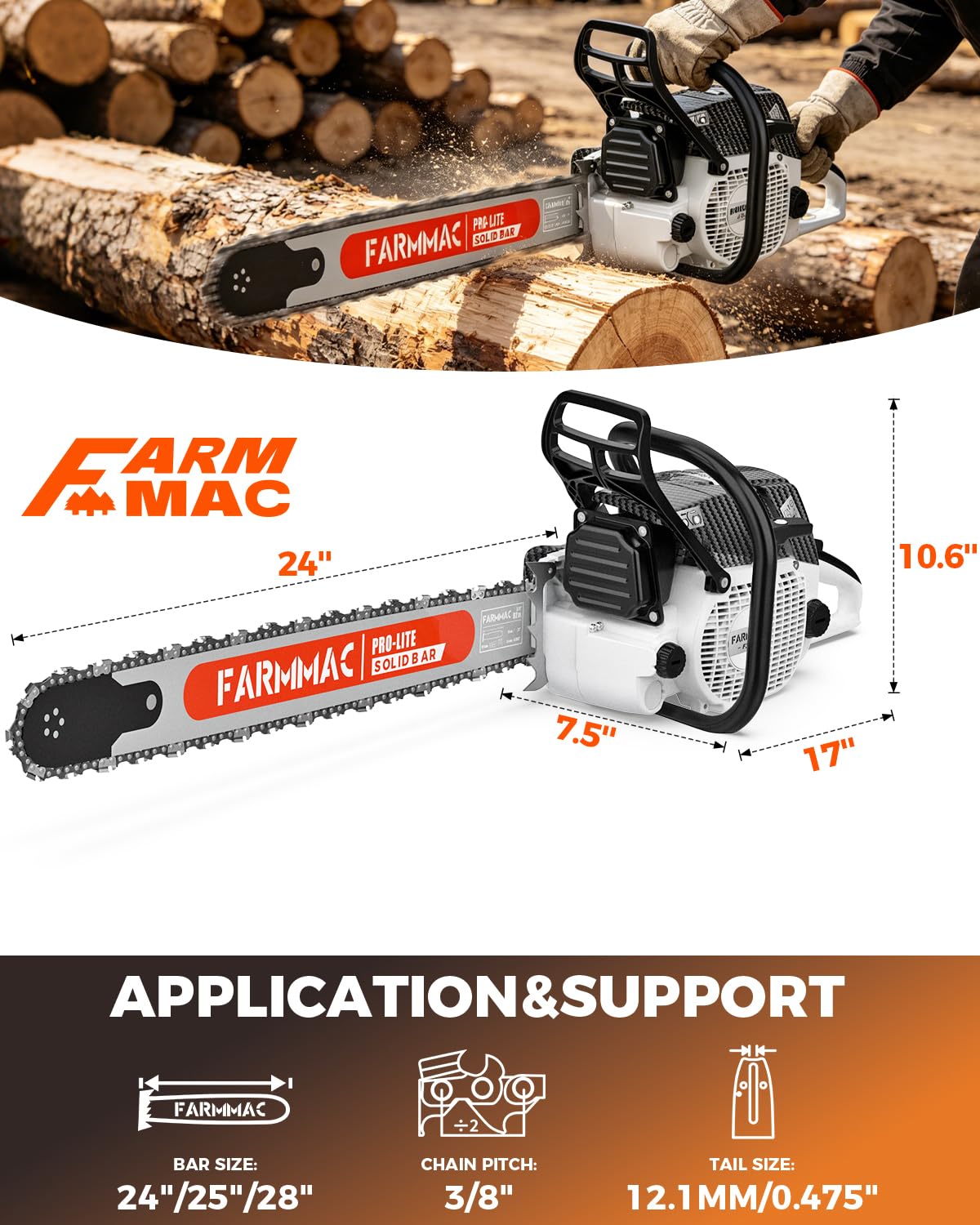 72cc 2-Cycle Gas Chainsaw with 24 Inch Bar X935321