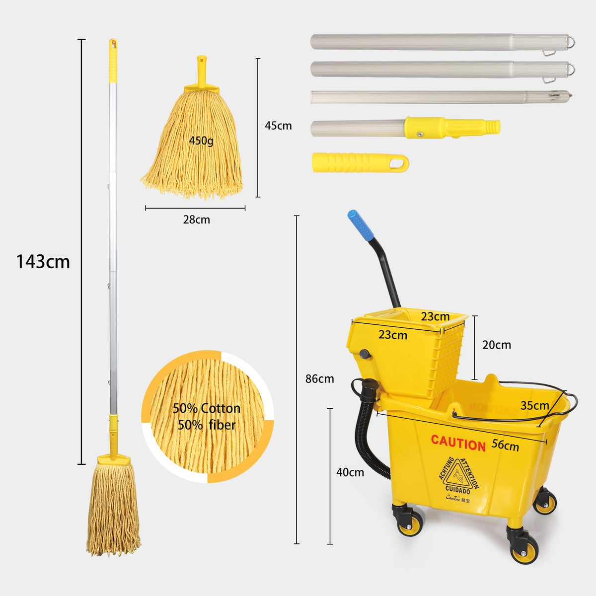 35-Qt Mop Bucket with Wringer & Drain Hose I873
