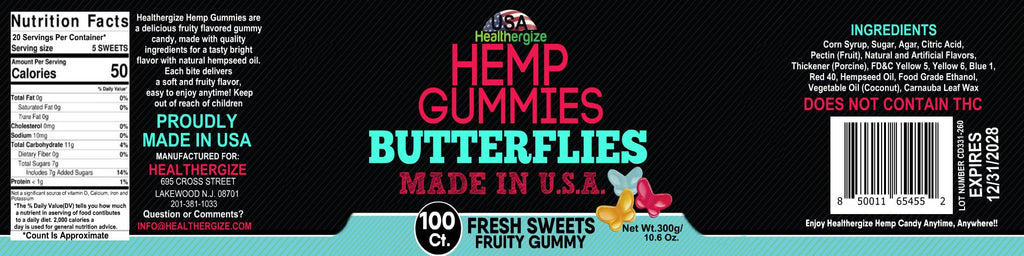 Hemp Gummies 10 Fruity Flavors 100 Count T614