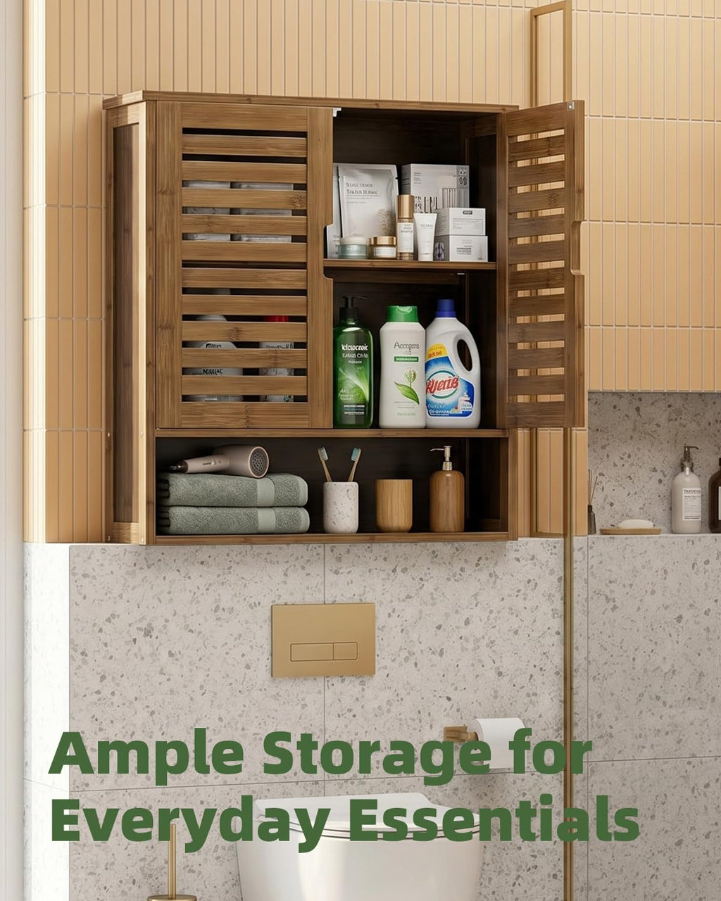 Bamboo Over-The-Toilet Storage Cabinet with 2 Door U761